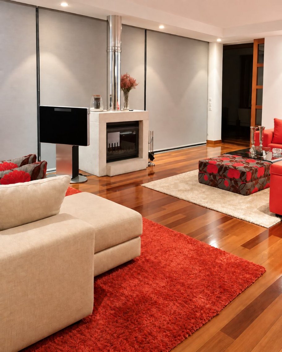 Projeto RL Home — estores de rolo Bandalux integrados na decoração da sala Mattiz Ignis..